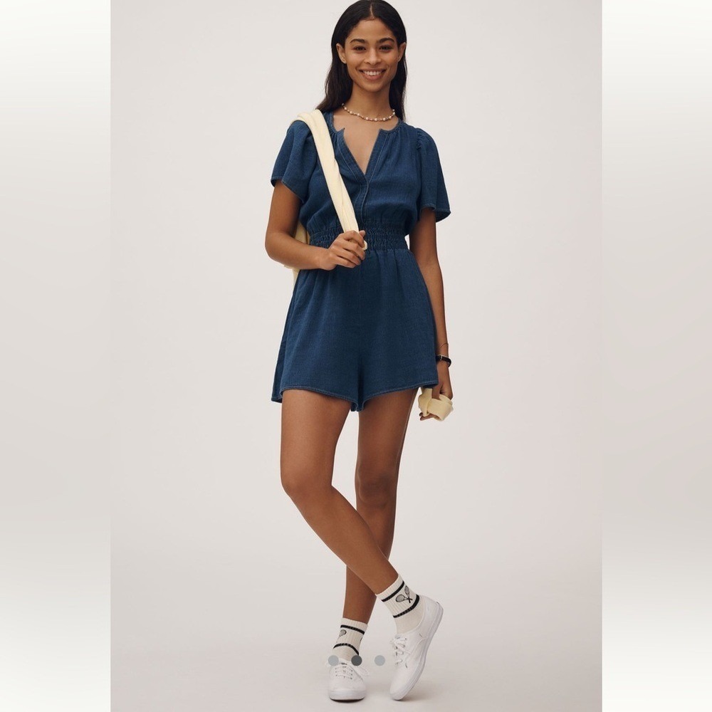 Anthropologie The Somerset Romper Denim Edition
